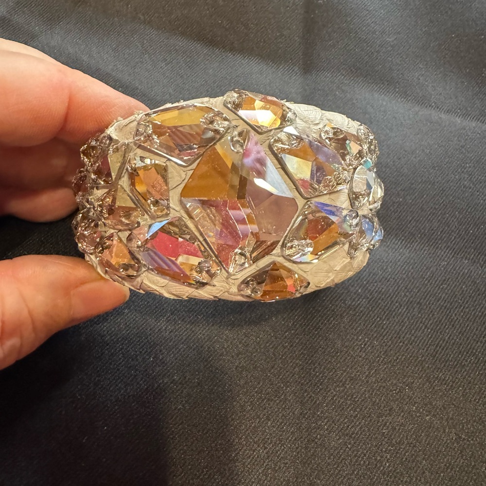 Luxury brand Ted Rossi Swarovski crystal Python cuff bracelet